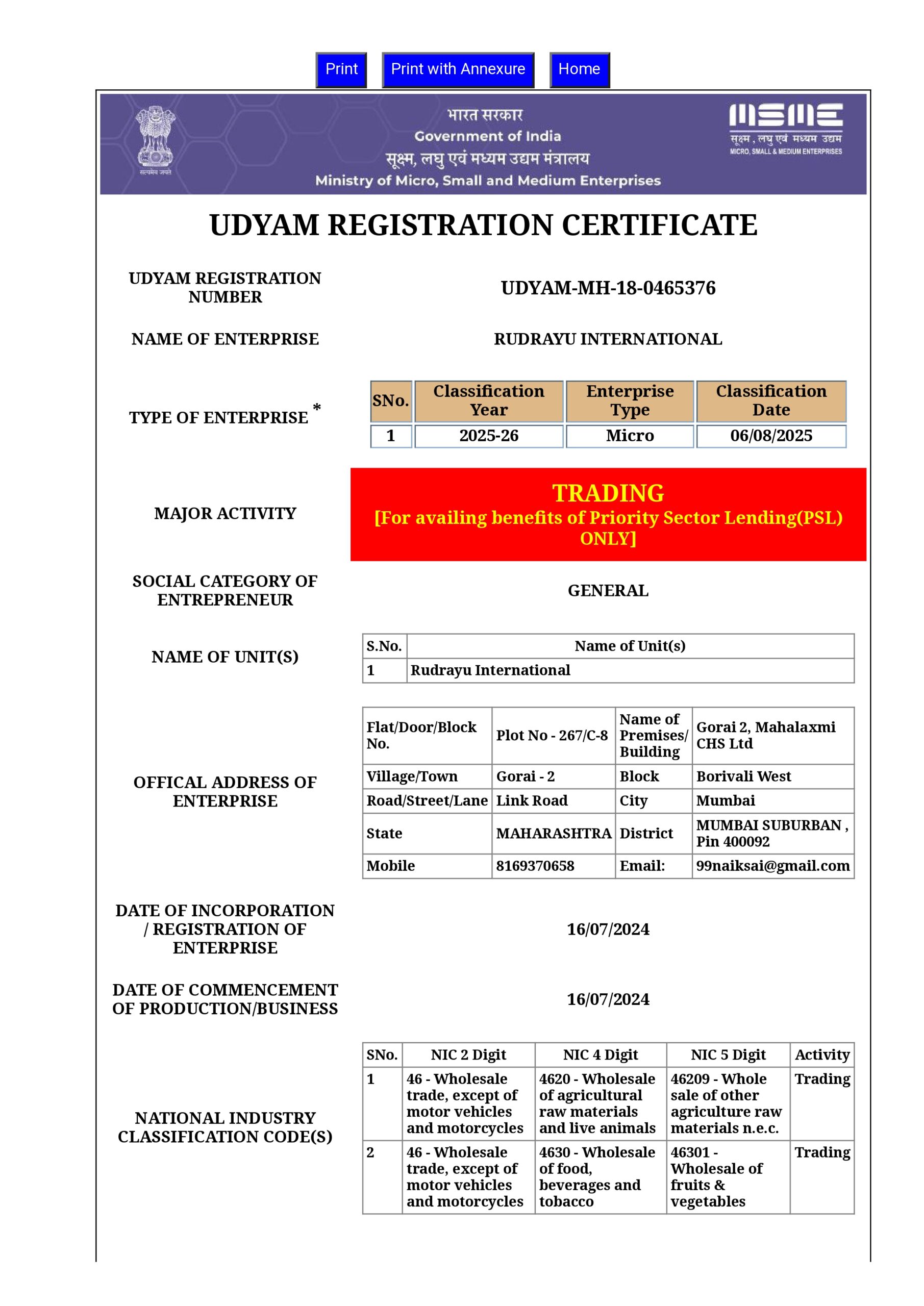 Rudrayu International Udyam Rudrayu International Udyam
